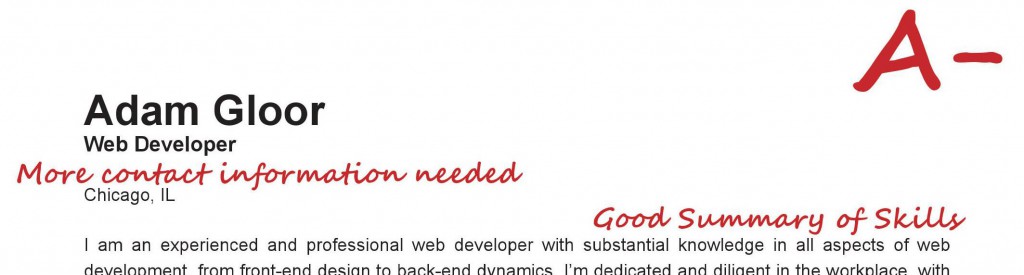 Resume Grade 1 - Web Developer